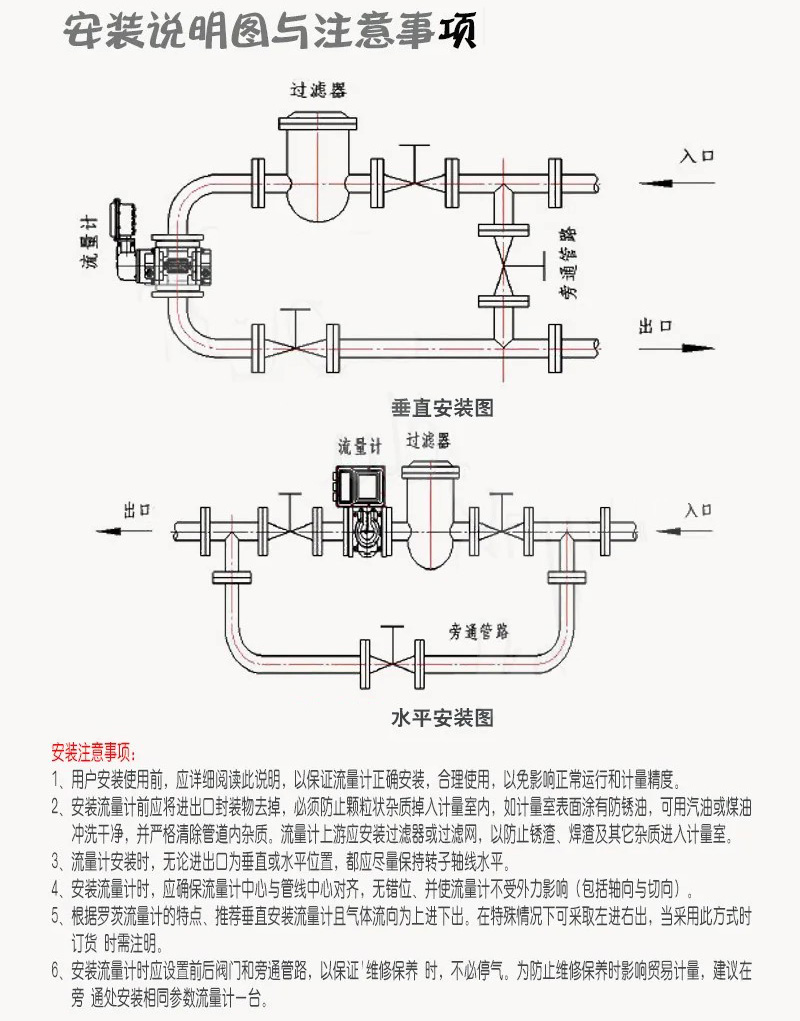 防爆羅茨流量計安裝說明圖